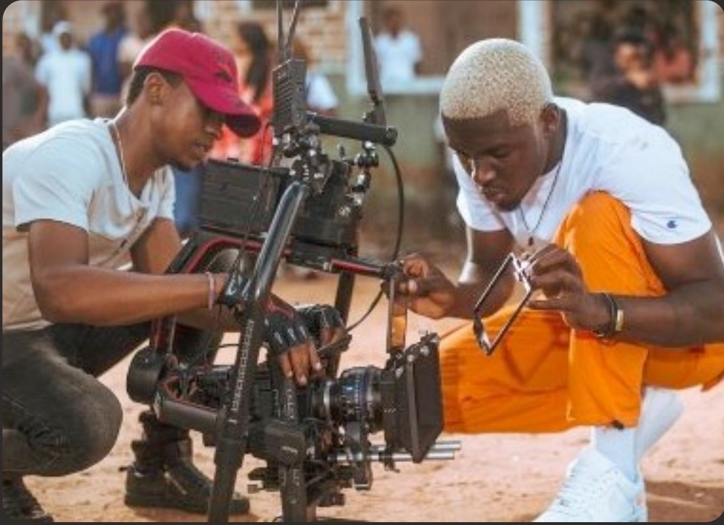 A film crew shooting a music video
